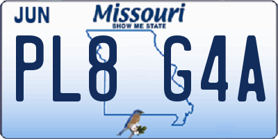 MO license plate PL8G4A