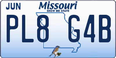 MO license plate PL8G4B