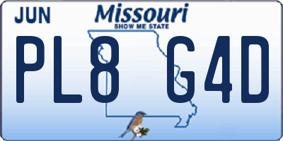 MO license plate PL8G4D