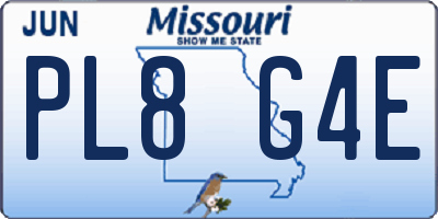 MO license plate PL8G4E