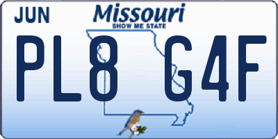 MO license plate PL8G4F