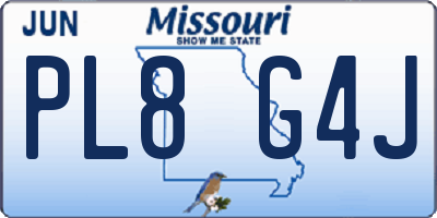MO license plate PL8G4J