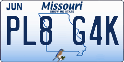 MO license plate PL8G4K