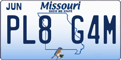 MO license plate PL8G4M