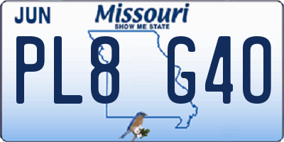 MO license plate PL8G4O