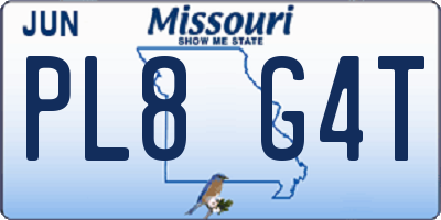 MO license plate PL8G4T