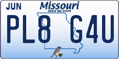 MO license plate PL8G4U