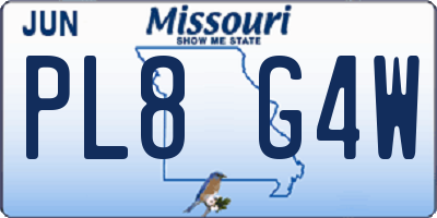 MO license plate PL8G4W