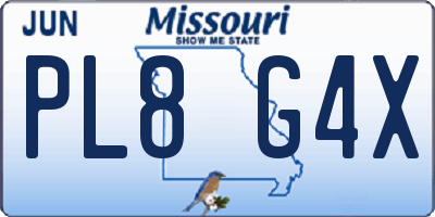 MO license plate PL8G4X