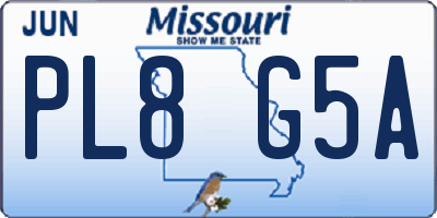 MO license plate PL8G5A