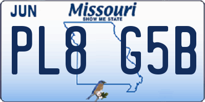 MO license plate PL8G5B