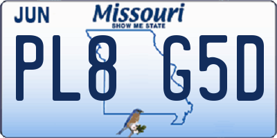 MO license plate PL8G5D