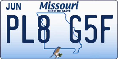MO license plate PL8G5F