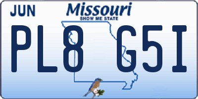 MO license plate PL8G5I