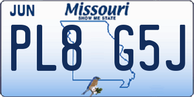 MO license plate PL8G5J