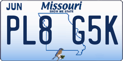 MO license plate PL8G5K