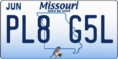 MO license plate PL8G5L