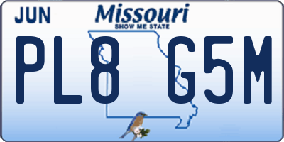 MO license plate PL8G5M