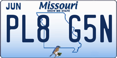 MO license plate PL8G5N