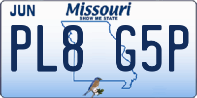 MO license plate PL8G5P
