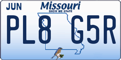 MO license plate PL8G5R