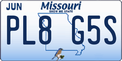 MO license plate PL8G5S