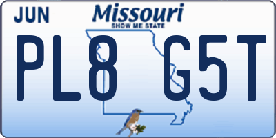 MO license plate PL8G5T