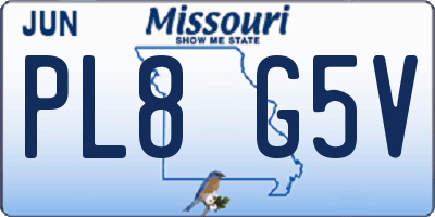 MO license plate PL8G5V