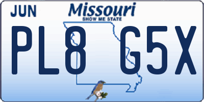 MO license plate PL8G5X