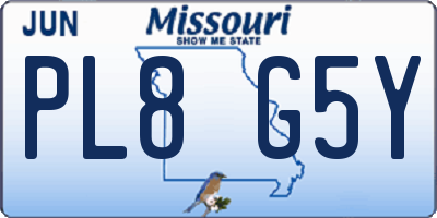 MO license plate PL8G5Y