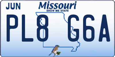 MO license plate PL8G6A