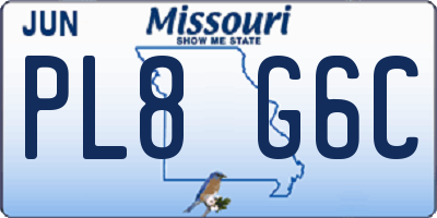 MO license plate PL8G6C