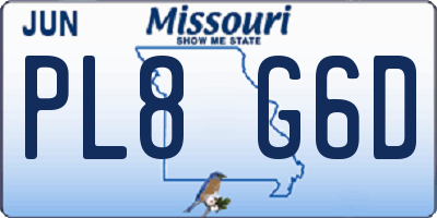 MO license plate PL8G6D