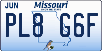 MO license plate PL8G6F