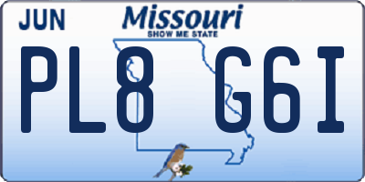 MO license plate PL8G6I