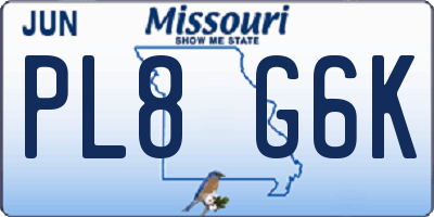 MO license plate PL8G6K