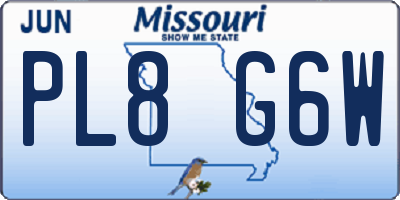 MO license plate PL8G6W