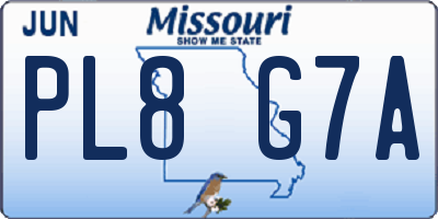 MO license plate PL8G7A