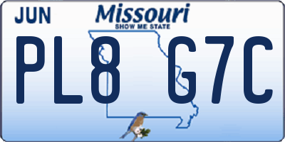 MO license plate PL8G7C