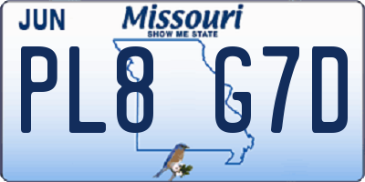 MO license plate PL8G7D