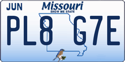 MO license plate PL8G7E