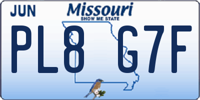 MO license plate PL8G7F