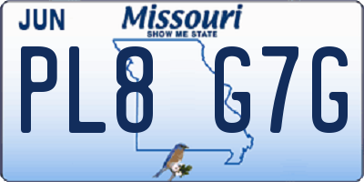 MO license plate PL8G7G