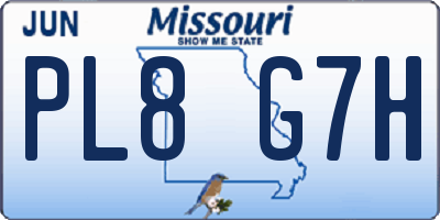 MO license plate PL8G7H