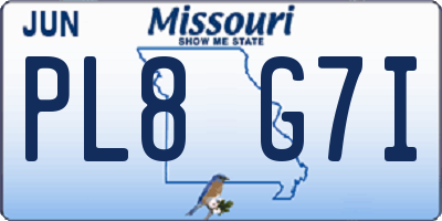 MO license plate PL8G7I
