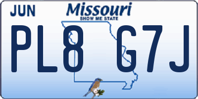 MO license plate PL8G7J