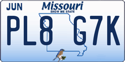 MO license plate PL8G7K