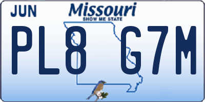 MO license plate PL8G7M