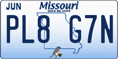 MO license plate PL8G7N