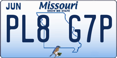 MO license plate PL8G7P